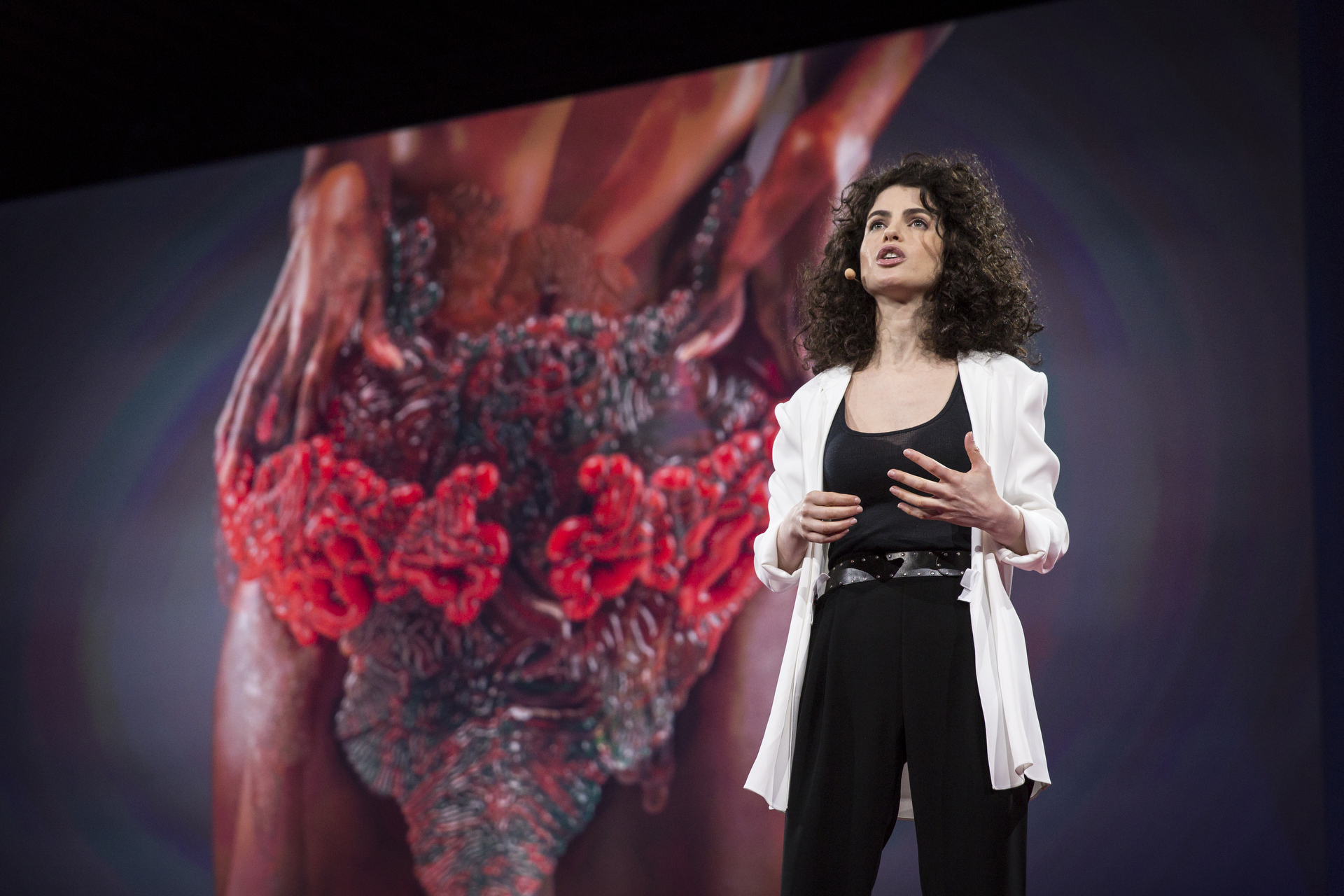 Neri Oxman speaks at TED2015 - Truth and Dare, Session 10, March 16-20, 2015, Vancouver Convention Center, Vancouver, Canada. Photo: Bret Hartman/TED