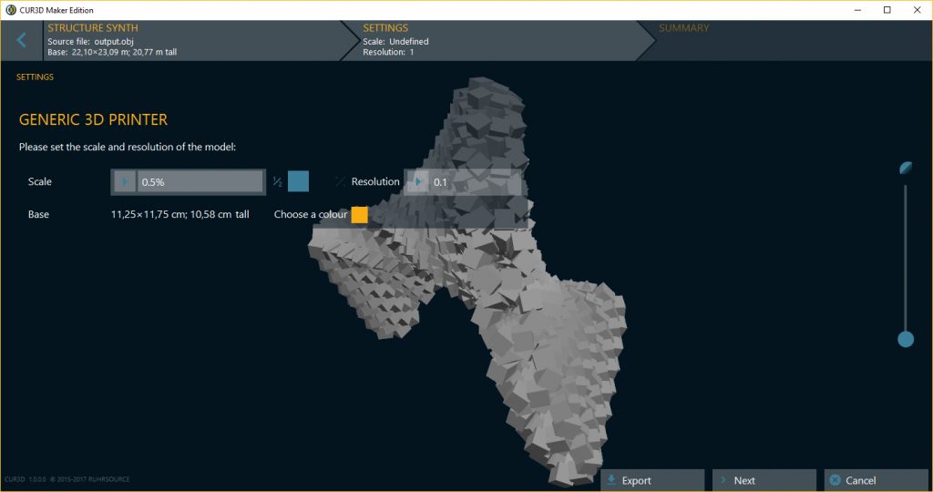 Set the size and resolution of the final printable result.