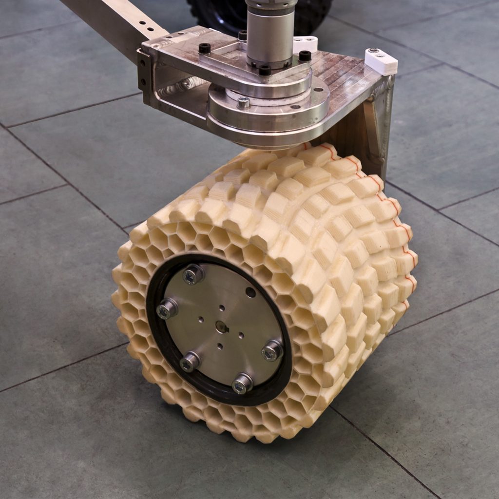 Mars rover wheel with 3D printed tyre