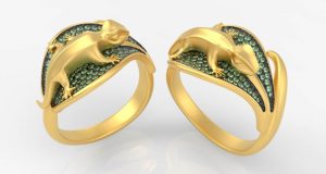 The “Geko Ring Collection,” jewelry by Luca Palmini, designed and rendered with Inspire Studio. Image courtesy of Luca Palmini.