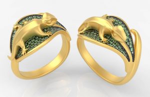 The “Geko Ring Collection,” jewelry by Luca Palmini, designed and rendered with Inspire Studio. Image courtesy of Luca Palmini.