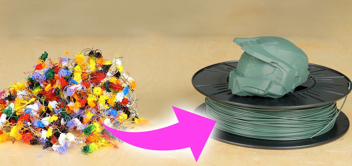 r recycles multi-material 3D printing waste into new filament
